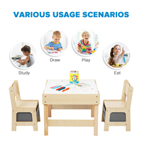 Ensemble de meubles modernes pour chambre d'enfant : table et chaises en bois naturel pour tout-petits