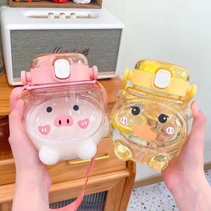 Cute Pig And Duck Water <b>Bottle</b> For Kids With Straw Large Capacity Children's Drinkware Back To School Plastic Cup - Product Image 1
