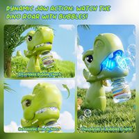 Pistolet à bulles EPT Dinosaure Requin pour Enfants, Rechargeable, LED, Bouche Mordante, Lanceur de Bulles avec 10 Recharges, Jouet de Fête, Âge 3 à 8 ans