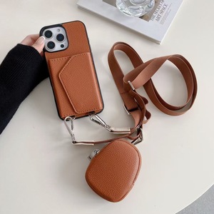 Étui de téléphone avec miroir de maquillage, cordon de cou, pour Apple 16 Pro Iphone15 <span class=keywords><strong>Samsung</strong></span> S24, cuir de litchi avancé, porte-monnaie - Product Image 5