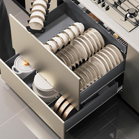 Organisateur de placard coulissant en aluminium de style moderne, gain de place, panier à tiroirs multifonction à 3 côtés pour vaisselle de cuisine