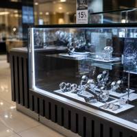 Vitrine Moderne pour Montres en Verre Trempé avec Éclairage LED – Meuble de Présentation pour Comptoir de Magasin de Montres en Centre Commercial