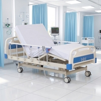 Lit d'hôpital électrique à trois fonctions réglables, lit médical pour soins infirmiers avec dossier et pieds réglables pour hôpital