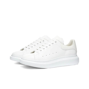 Zapatillas blancas de caña alta con suela gruesa de cuero vacuno, suela de 5 cm de grosor, con cordones, zapatos para caminar de cuero genuino. - Product Image 2