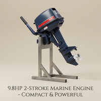Moteur marin essence 2 temps 9,8 CV de qualité supérieure avec commande manuelle par gouvernail, conception robuste, pour bateau de travail et radeau de sauvetage - En promotion