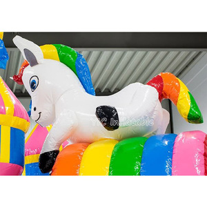 Château gonflable commercial à thème féerique avec toboggan et zone de saut licorne pour la location, les événements et les fêtes - Product Image 6