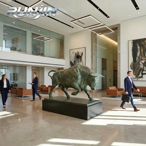 Escultura de Toro de Bronce de Wall Street de Tamaño Real, Acabado Patinado, para Decoración de Oficina o Exteriores, Estilo Moderno y Profesional, Marca RUNJIN - Product Image 2