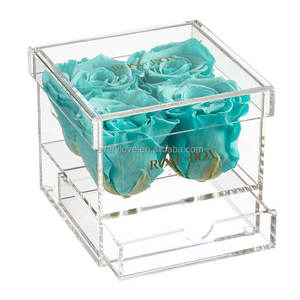 Cada amor venta al por mayor 4 rosas arreglo eterna para siempre y rosas en caja <span class=keywords><strong>de</strong></span> acrílico con cajón - Product Image 5