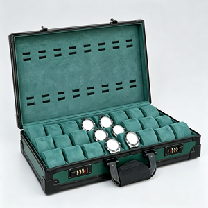 Caja de Almacenamiento para 24 Relojes de Primera Calidad con Asa, Estuche de Exhibición de Relojes Personalizado, Venta al por Mayor de Fábrica, Cajas y Estuches para Relojes de Alta Calidad - Product Image 1
