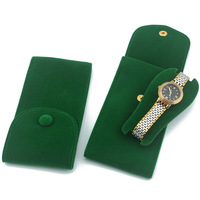 Sac de montre à bouton plat en peluche de luxe moderne avec logo personnalisé, ensemble d'emballage pour montre mécanique à bracelet, idéal pour un cadeau