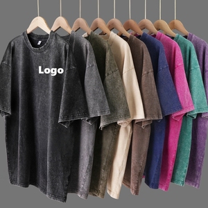 Unisex Ácido Lavado Vintage Oversized Tripulação Pescoço Baggy Tops 100% Algodão Macio Manga Curta Casual Solto Fit para Mulheres e Adolescentes - Product Image 1