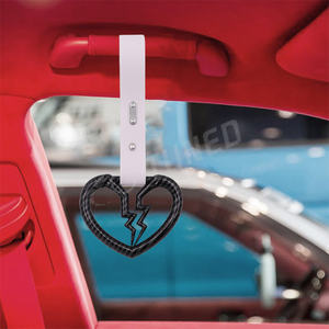 Anneau universel pour voiture Tsurikawa JDM en fibre de carbone, anneau de poignée en plastique, sangle en PVC de haute qualité, forme d'étoile, cœur de démon, anneau de dérive - Product Image 3