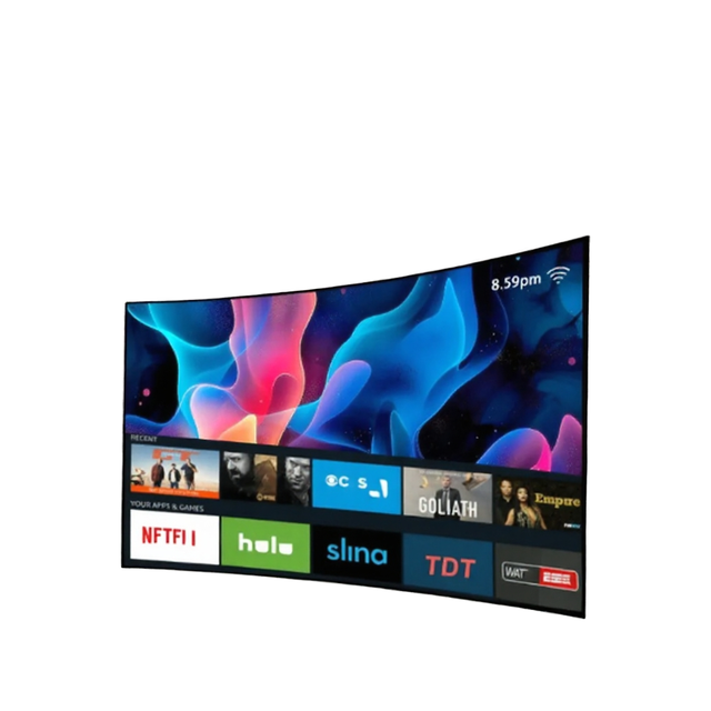55 Inch Curved LED TV Android Smart Television 4K UHD WIFI Home Display TV With Wooden Frame Packing