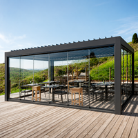 Pergola bioclimatique motorisée intelligente, imperméable, solaire, avec toit à lamelles ouvrables, dimensions personnalisées et pavillon