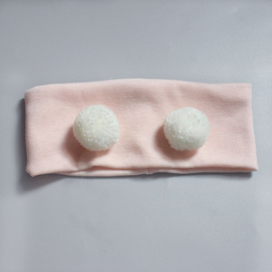 Bandeau en coton gaufré pour bébé avec nœud et pompon, doux et élastique, pour nouveau-nés garçons et filles, style turban - Product Image 6
