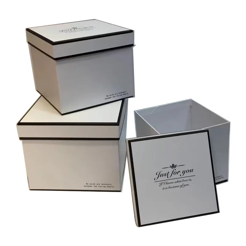 Available from Stock Hot Sale Square Flower Boxes Set of 3 Gift Boxes White Color