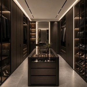 Armoire de dressing sur mesure de style italien, nouveau design, avec cadre <span class=keywords><strong>métallique</strong></span> et porte vitrée, pour dressing intégré - Product Image 1