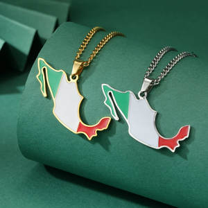 จี้ห้อยรูปธงแอฟริกันสำหรับทั้งชายและหญิงลายแผนที่ห่วงโซ่เคลือบทองแบบใหม่ - Product Image 1