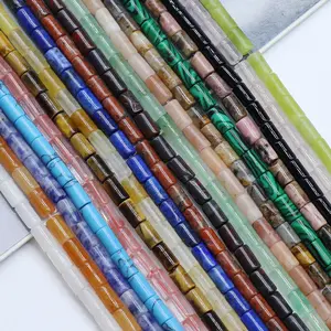 Crystal Agate Colored Gemstones 4x6mm Small Cylindrical Loose Beads Diy Beaded Bracelet Necklace Earrings Jewelry Material