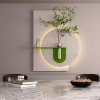 Vase de grès décoratif de plante verte hydroponique tridimensionnelle peinture pour salle à manger salon fond mur Art mural