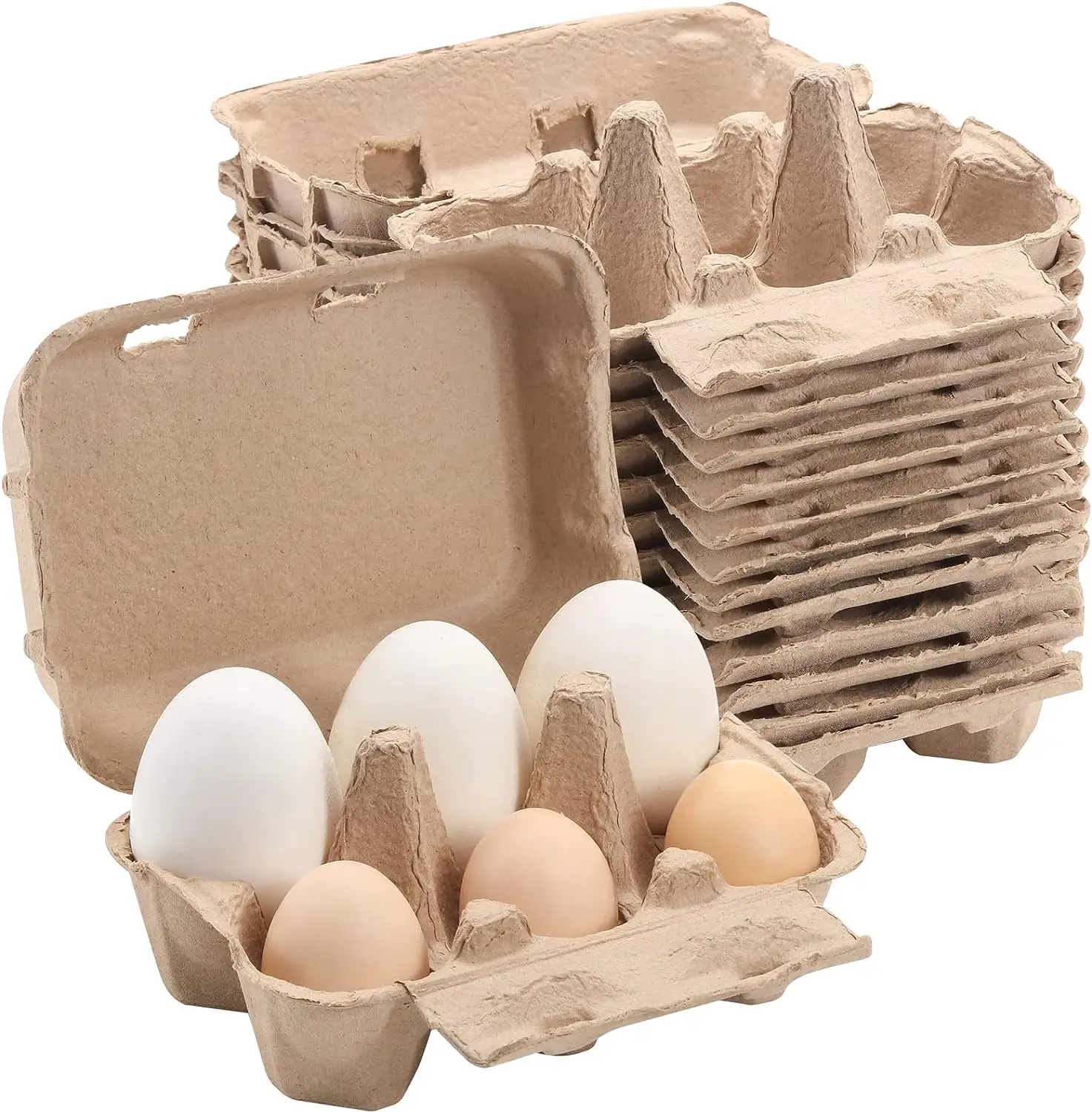 Berwarna setengah lusin karton telur 20 buah Set, kertas bubur alami karton telur 6 hitungan untuk ayam telur dapat digunakan kembali 5 warna nampan penyimpanan