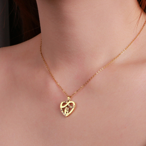 Collar con colgante de corazón chapado en oro 304 316 con circonita cúbica, cadena de aleación romántica para uso diario, regalo de joyería unisex. - Product Image 6