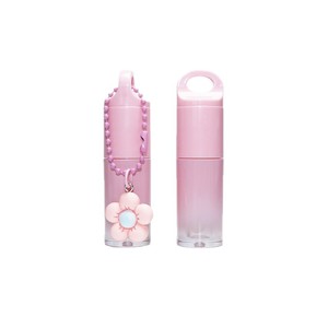 Tube de brillant à lèvres portable tendance avec porte-clés, conteneur vide rose avec grande brosse, emballage cosmétique en plastique personnalisable avec logo - Product Image 5