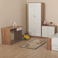 20KAD040 lit en bois blanc pour enfants, ensemble de meubles de chambre à coucher Design Simple pour enfants, meubles de chambre à coucher taille unique pour enfants, 5 pièces