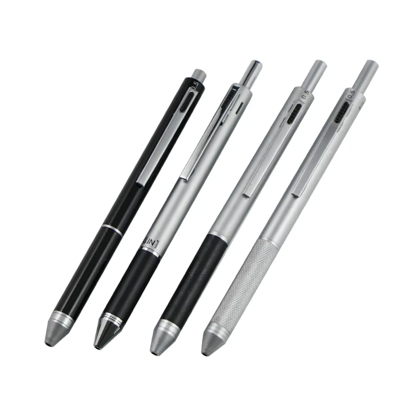 Bolígrafos de clic retráctiles multifuncionales de 4 colores Bolígrafo de 4 colores multicolor con lápiz de 0,5mm