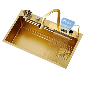 Évier de cuisine intelligent simple rectangulaire/carré <span class=keywords><strong>en</strong></span> acier inoxydable, installation de comptoir <span class=keywords><strong>en</strong></span> nano surface brossée, robinet à un trou inclus - Product Image 1