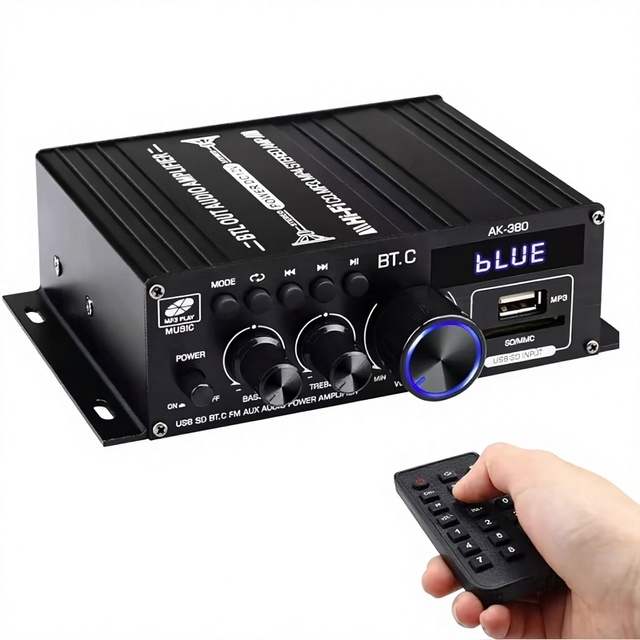 Car Mounted Blue-tooth Amplifier AK380 Household 12V Hifi Amplifier Audio and Video Equipment