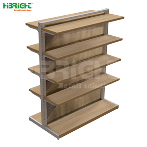 Highbright Light <b>Wood</b> Grain & Metal Frame Multi-Style Supermarket <b>Shelving</b> Solution for Grocery stores and Supermarkets - Product Image 2
