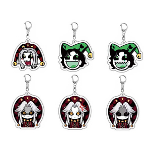 Llavero de acrílico con diseño de Pierrot, Arlequín, grotesco, de circo, con impresión UV, diseño personalizado, tendencia de moda de dibujos animados, venta al por mayor. - Product Image 1