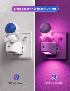 लोहास क्रिएटिव 3 डी स्पेस-मेन नाइट लाइट प्लग में दीवार डंक सेंसर आरजीबी + नरम सफेद 3000k नाइट लाइट - Product Image 4