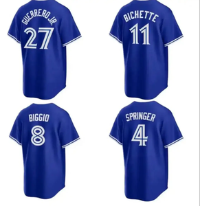 Maillot de baseball bleu Toroto00 27 Vladimir <span class=keywords><strong>Guerrero</strong></span> Jr. 11 Bo <span class=keywords><strong>Bichette</strong></span> 4 Springer 100% polyester Impression par transfert par sublimation - Product Image 1
