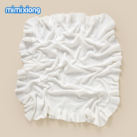 Mantas Mimixiong OEKO Tex para Niños y Niñas, Mantas de Algodón Suave Tejido, Mantas para Bebés y Niños con Borde Decorativo