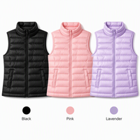 Chaleco Acolchado para Niños, Ligero, 100% Poliéster, Cuello Alto, Cierre Completo, Resistente al Viento, Sin Mangas, 5 Colores, 130-170, Personalizado OEM