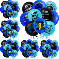 12 Zoll Blaue Bedruckte Latex-Spielthemen-Ballons Set Videospiel für 8. bis 12. Geburtstagsfeier Dekorationen Jungen Spieler Kinder