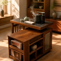 Station à thé personnalisée 1160 mm, nouveau style chinois, table de cérémonie pour deux personnes, théière, tasses, armoire de rangement en bois, table événementielle