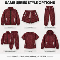 Ensemble de vêtements de sport deux pièces assorti, veste zippée en nylon léger de haute qualité avec passepoil contrasté et short