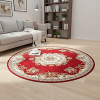 Alfombra Circular de Terciopelo Cristal, Alfombra de Gran Tamaño para Sala de Estar, Patrón Geométrico Vintage, Resistente al Desgaste, para Sofá