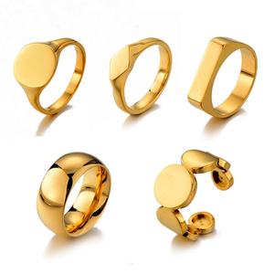 Fashionable 18K Gold Plated Stainless Steel <b>Open</b> <b>Ring</b> Versatile Geometric Plane Smooth Wide Design Personalized Jewelry - Product Image 1
