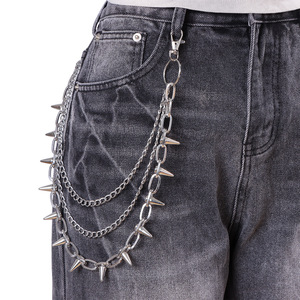 Hip Hop Punk Metal Studded Waist <b>Chain</b> Multi Layer Adjustable For Women Casual Jeans Accessory Zinc Alloy Spike Design - Product Image 1