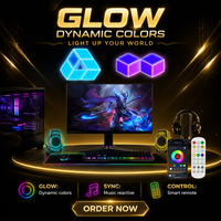 Lampe murale LED de jeu moderne 2025 RGB+IC en forme de diamant avec synchronisation musicale, contrôle par application, intensité réglable, pour décoration intérieure
