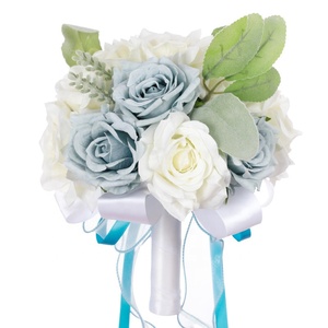 Bouquet de mariée créatif, bouquet de mariée blanc, bouquet de mariée en roses artificielles, bouquet de mariée pour cérémonie de mariage - Product Image 2