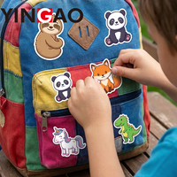Autocollant personnalisé en vinyle découpé à l'emporte-pièce, motif animaux de dessin animé Kawaii, étiquette esthétique Chibi Zoo pour récompenses et décorations pour enfants