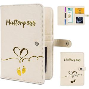 Porte-passeport <span class=keywords><strong>de</strong></span> maternité en cuir PU personnalisé Beige <span class=keywords><strong>à</strong></span> la mode pour toute la famille avec fermeture magnétique - Product Image 1