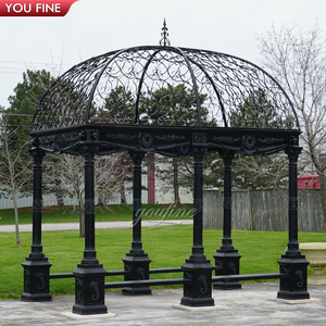 Gazebo Redondo de Hierro Forjado Blanco YOUFINE, Pabellón con Domo para Jardín o Patio de Estilo Europeo - Product Image 3