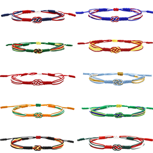 Pulseras de Nudos de la Suerte Ajustables Hechas a Mano, Colores de la Bandera de México, Pulsera de Hilo Tibetano - Product Image 1