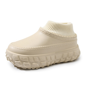 Guru Tire Soled Cotton <b>Slippers</b> Women Mid Heel EVA Outsole Anti Slip Fleece Lined Warm Autumn Winter Home Wear - Product Image 5